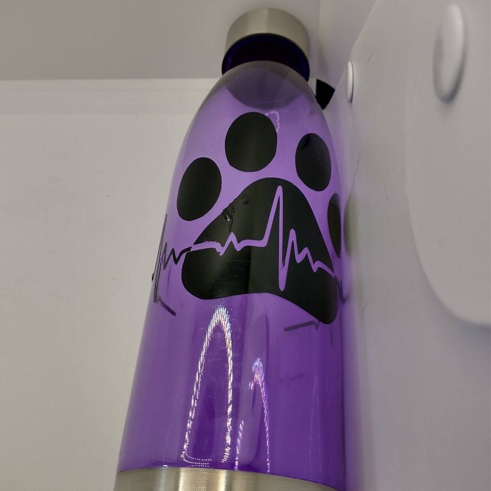 Handmade 22 oz Travel Water Bottle Tumbler Dog Heartbeat Pet Lover Gift